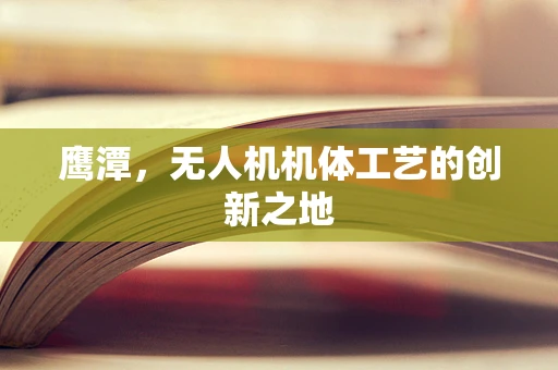 鹰潭，无人机机体工艺的创新之地
