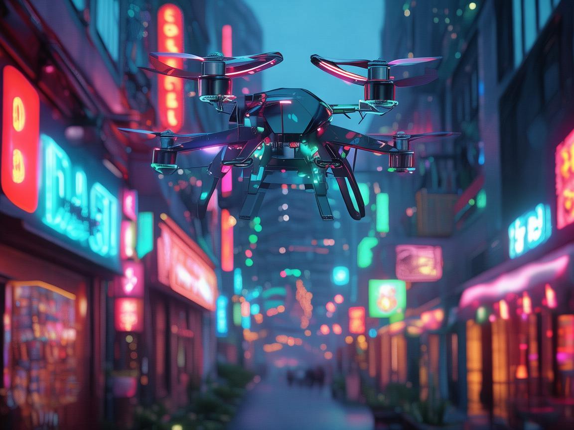 酒吧街霓虹灯与无人机机体工艺的奇妙融合